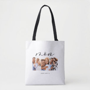 Tote Bag maman mignonne script moderne multi photo cadeau