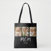 Tote Bag Maman Noir Blanc Script Élégant 3 Photo (Devant)