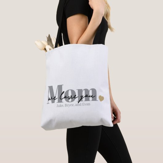 Tote Bag Maman Nous T'aimons Écriture Noire (De près)