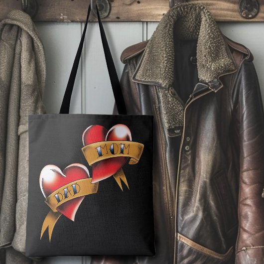 Tote Bag Maman Papa Red Hearts Tattoo