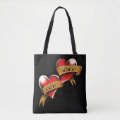 Tote Bag Maman Papa Red Hearts Tattoo (Devant)