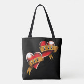 Tote Bag Maman Papa Red Hearts Tattoo (Dos)
