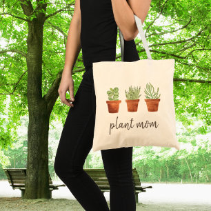 Tote Bag Maman Plante Succulentes Art Botanique Terracotta