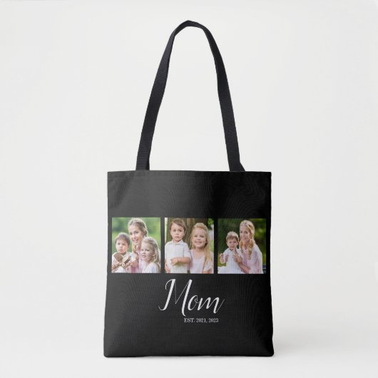 Tote Bag Maman Script Établi Noir 3 Photo  (Devant)