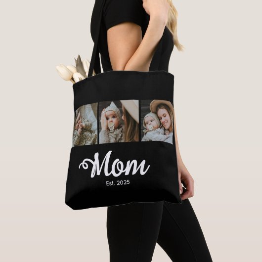 Tote Bag Maman Script Établi Noir 3 Photo (De près)