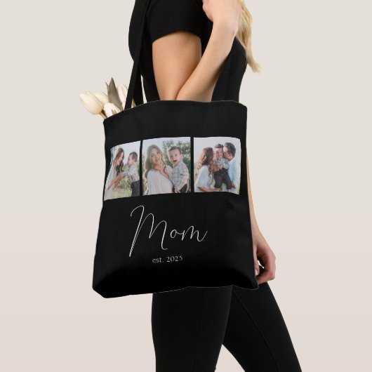 Tote Bag Maman Script Établi Noir 3 Photo  (De près)
