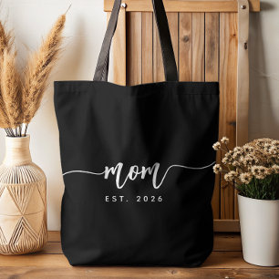 Tote Bag Maman Script Établi Nouveau Cadeau Maman Noir