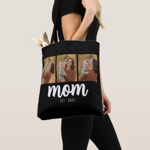 Tote Bag Maman Script Établie Noir 3 Photos
