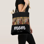 Tote Bag Maman Script Établie Noir 3 Photos (De près)