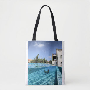Tote Bag Man in swimming pool in the morning