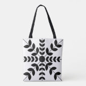 Tote Bag Mandala Abstrait à motif floral noir et blanc (Dos)