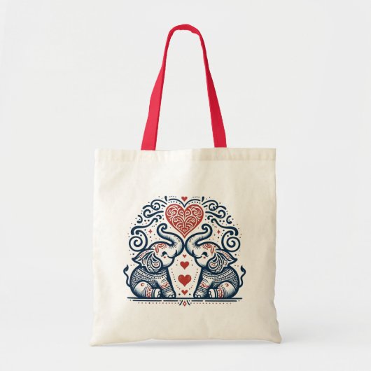 Tote Bag Mandala Amour des Éléphants (Devant)