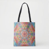 Tote Bag Mandala arc-en-ciel hexagonal (Devant)