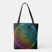 Tote Bag Mandala Arc-en-ciel noir (Dos)