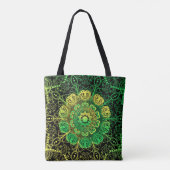 Tote Bag Mandala Art : Green Yellow Detail. (Dos)