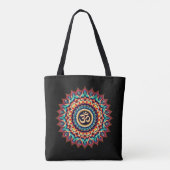 Tote Bag Mandala avec le symbole OM sur le noir (Dos)