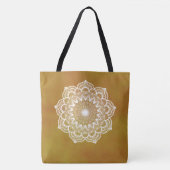 Tote Bag Mandala blanc sur fond doré (Devant)