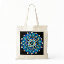 Mandala Bleu Boho Floral Géométrique Toile