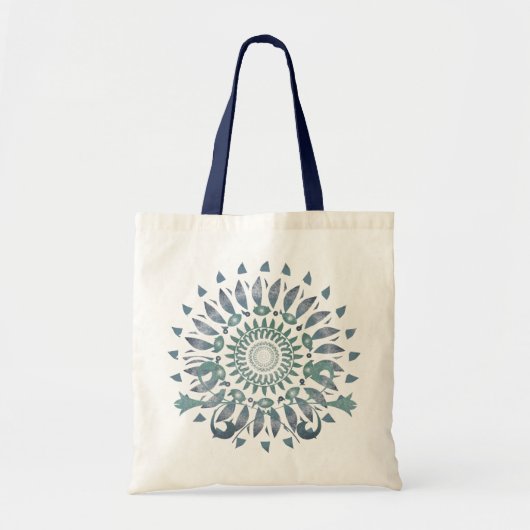 Tote Bag Mandala bleu de feuille (Devant)