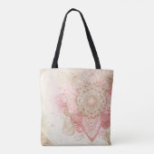 Tote Bag Mandala bohème chic marron rose et crème (Dos)