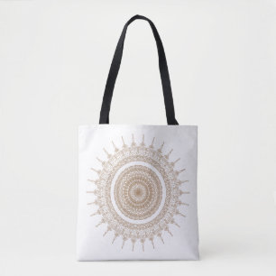 Tote Bag Mandala Bohemian White Boho