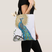 Tote Bag Mandala coloré de paon (De près)