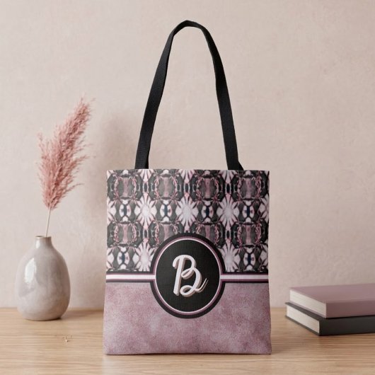 Tote Bag Mandala connectés rose et noir