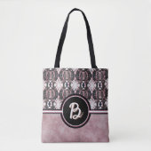 Tote Bag Mandala connectés rose et noir (Devant)