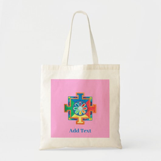 Tote Bag Mandala de Création Aquarelle rose (Devant)