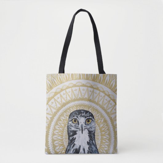 Tote Bag Mandala d'or de faucon (Devant)