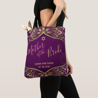 Tote Bag Mandala d'or sur la mère violette de la mariée