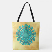 Tote Bag Mandala étoile bleu or (Devant)