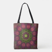 Tote Bag Mandala Fleur Aux Tons Vert Violet Faisant (Dos)