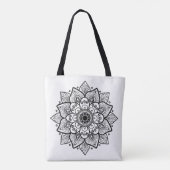 Tote Bag Mandala floral noir et blanc réversible (Dos)