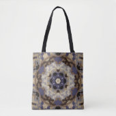 Tote Bag Mandala Flower Blue Tan Retro et Brown (Devant)