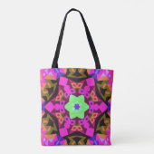 Tote Bag Mandala Flower rose orange et vert (Dos)