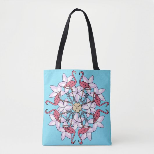 Tote Bag Mandala fourre-tout de Flamant rose (Devant)