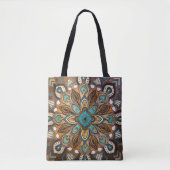 Tote Bag Mandala Fourre-tout Turquoise (Devant)