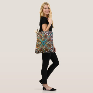 Tote Bag Mandala Fourre-tout Turquoise