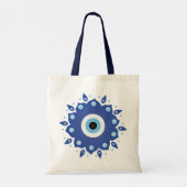 Tote Bag Mandala Grec Mal Oeil Bleu Blanc (Dos)