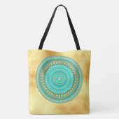 Tote Bag Mandala Iris bleu marron or (Dos)