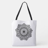 Tote Bag Mandala noir sur fond blanc (Dos)