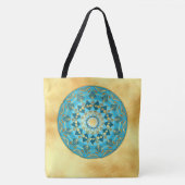 Tote Bag Mandala noir sur fond doré doux (Devant)