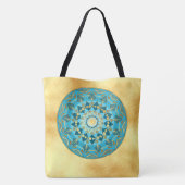 Tote Bag Mandala noir sur fond doré doux (Dos)