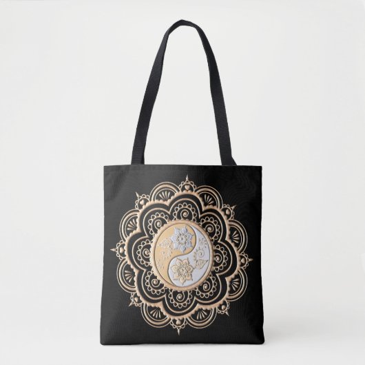 Tote Bag Mandala or et argent (Devant)