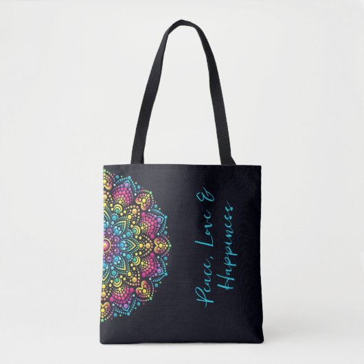 Tote Bag Mandala peint aux points arc-en-ciel (Devant)