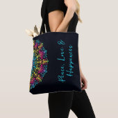 Tote Bag Mandala peint aux points arc-en-ciel (De près)