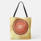 Tote Bag Mandala Rouge Points sur Fond Or Doux (Dos)