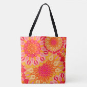 Tote Bag Mandala superposé orange rose jaune (Devant)
