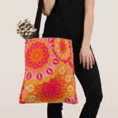 Tote Bag Mandala superposé orange rose jaune (De près)